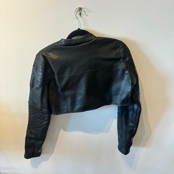Black Leather Cropped Jacket - Picture 2 of 2